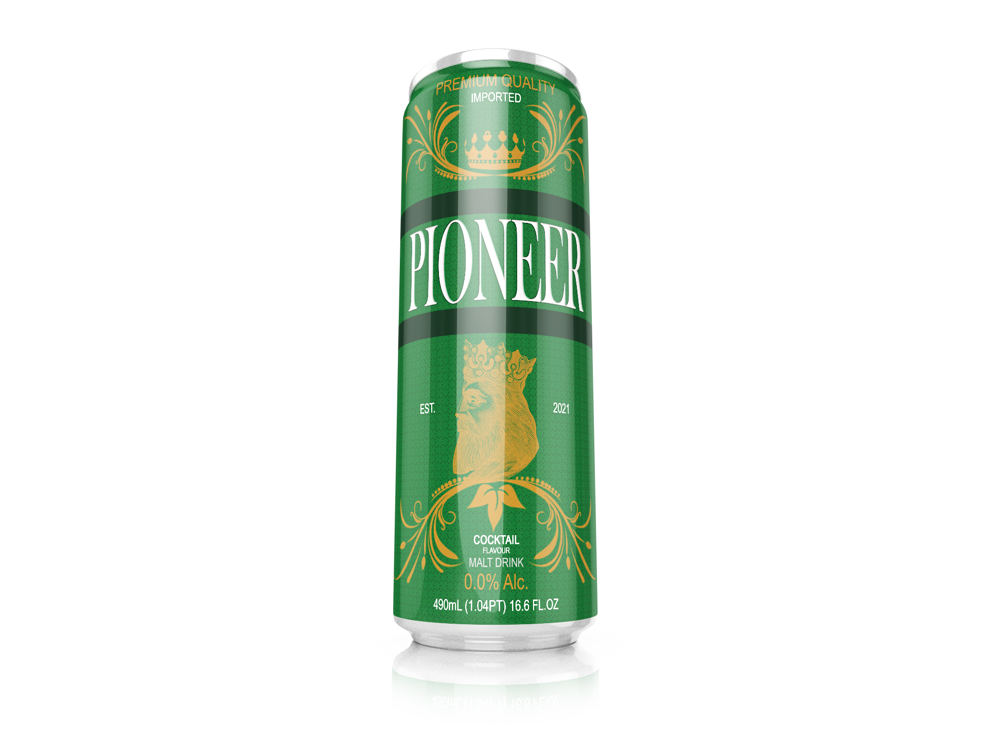Pioneer Malt Drinks - Cocktail Flavor - 490ml - Lemon Single Can 3D