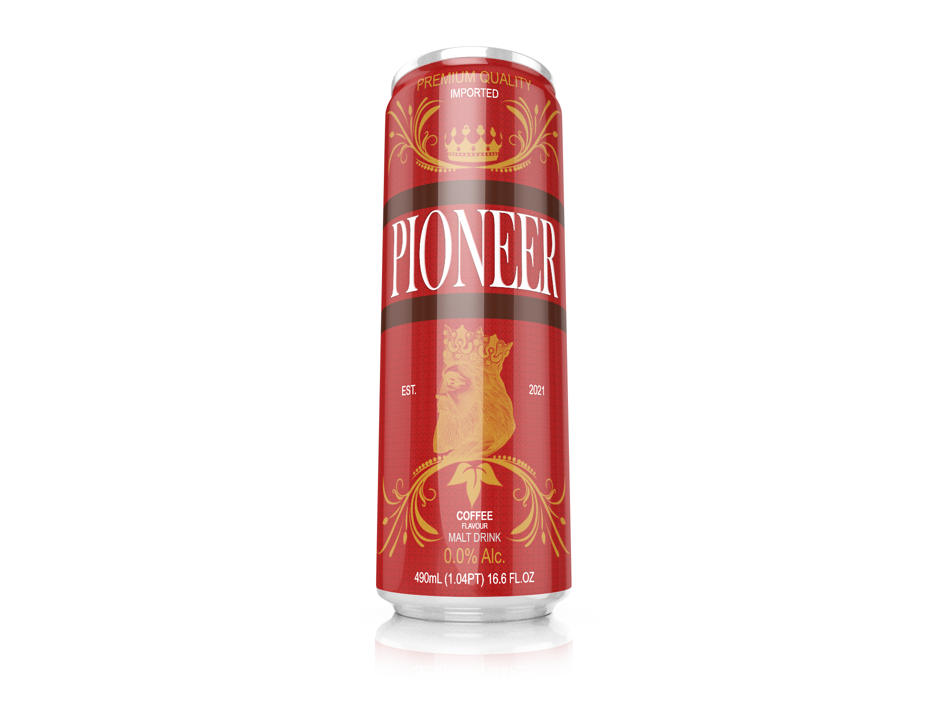 Pioneer Malt Drinks - Coffee Flavor - 490ml - Original Single Can 3D