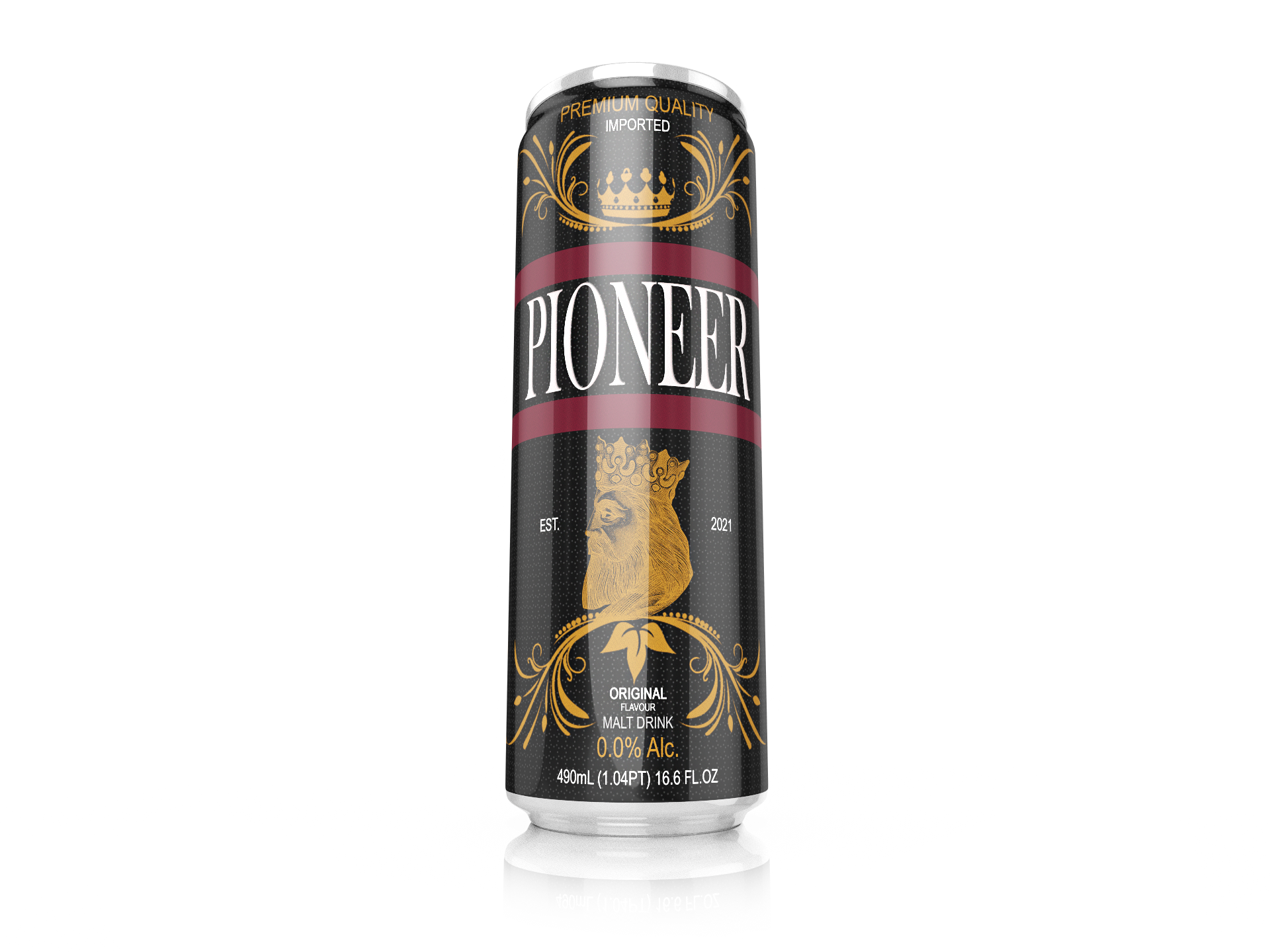 Pioneer Malt Drinks - Original Flavor - 490ml - Original Single Can 3D