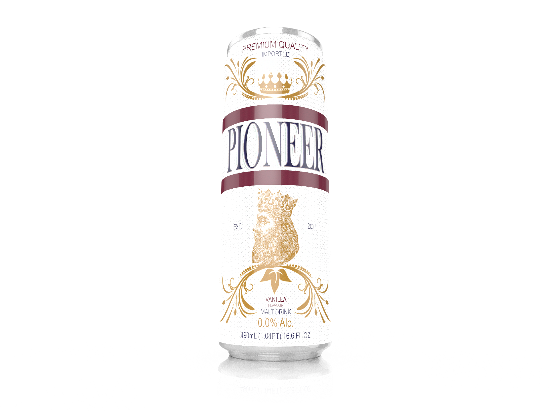 Pioneer Malt Drinks - Vanilla Flavor - 490ml - Original Single Can 3D