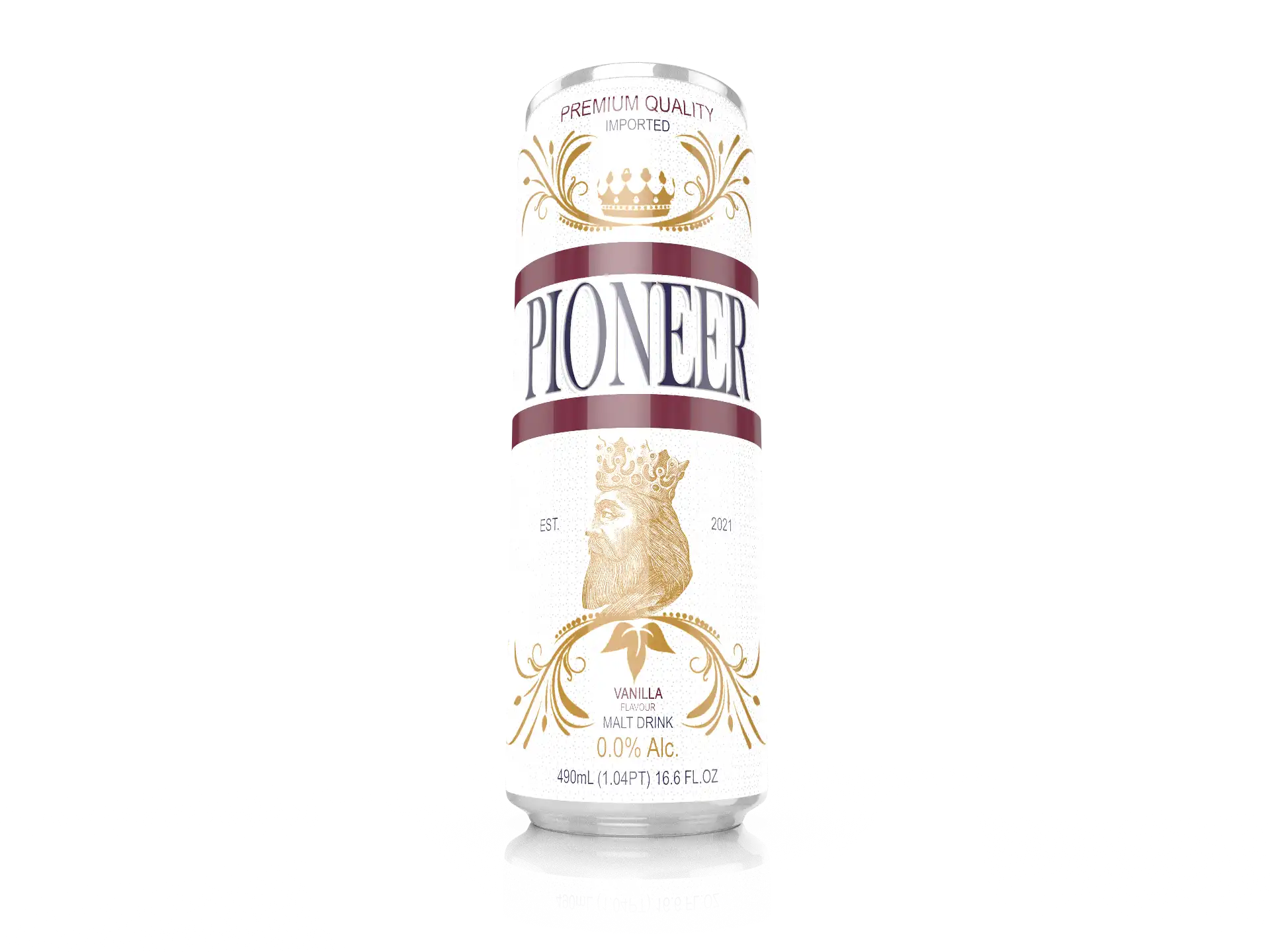 Pioneer Malt Drinks - Vanilla Flavor - 490ml - Original Single Can 3D